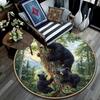 Black Bear Round Area Rug,Carpet Rug for Living Room Bedroom Sofa Playroom Decor,Non-slip Floor Mat