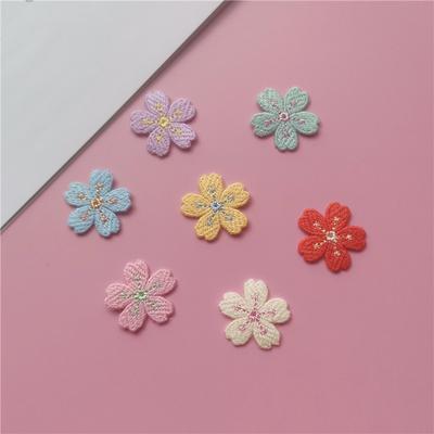 Colored Flowers Five-Petaled Flower Embroidery Cloth Sticker Mobile Phone Case Cloth Sticker Gold Thread Knitted Patch Hat Decorative Embroidery