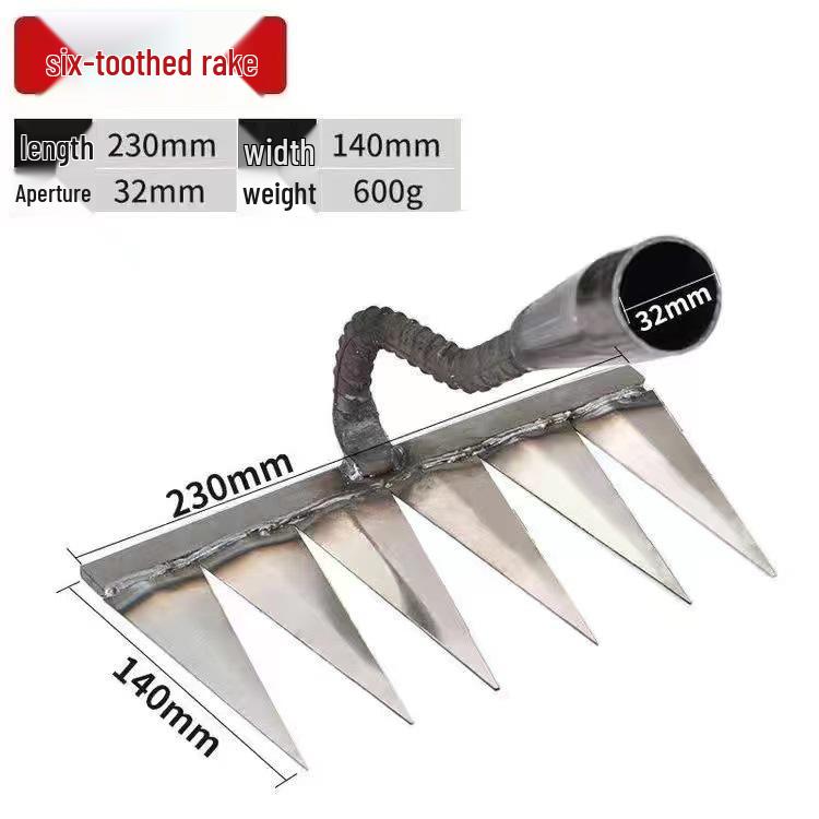 Six-Tooth Manganese Steel Rake: Mini Hoe for Weeding and Soil Loosening