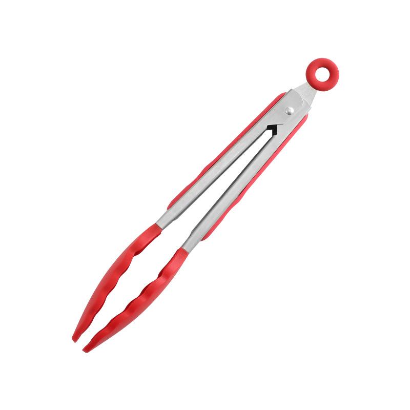 Backen Edelstahl Silikon Küchen Lebensmittelzange für Brot, Buffet, Steak und Barbecue