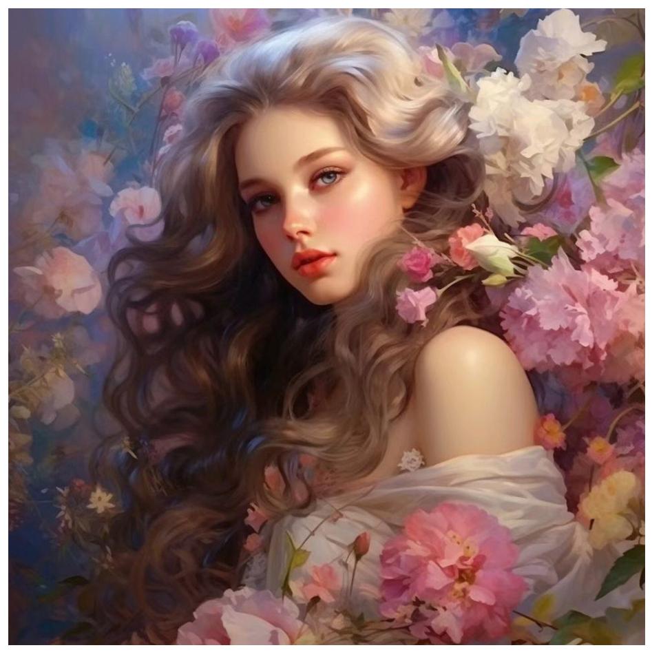 

5D своїми руками мультфільм Дівчина та квіти , повна мозаїка зі стразами, набір для вишивки хрестиком. Full Round 40x40CM