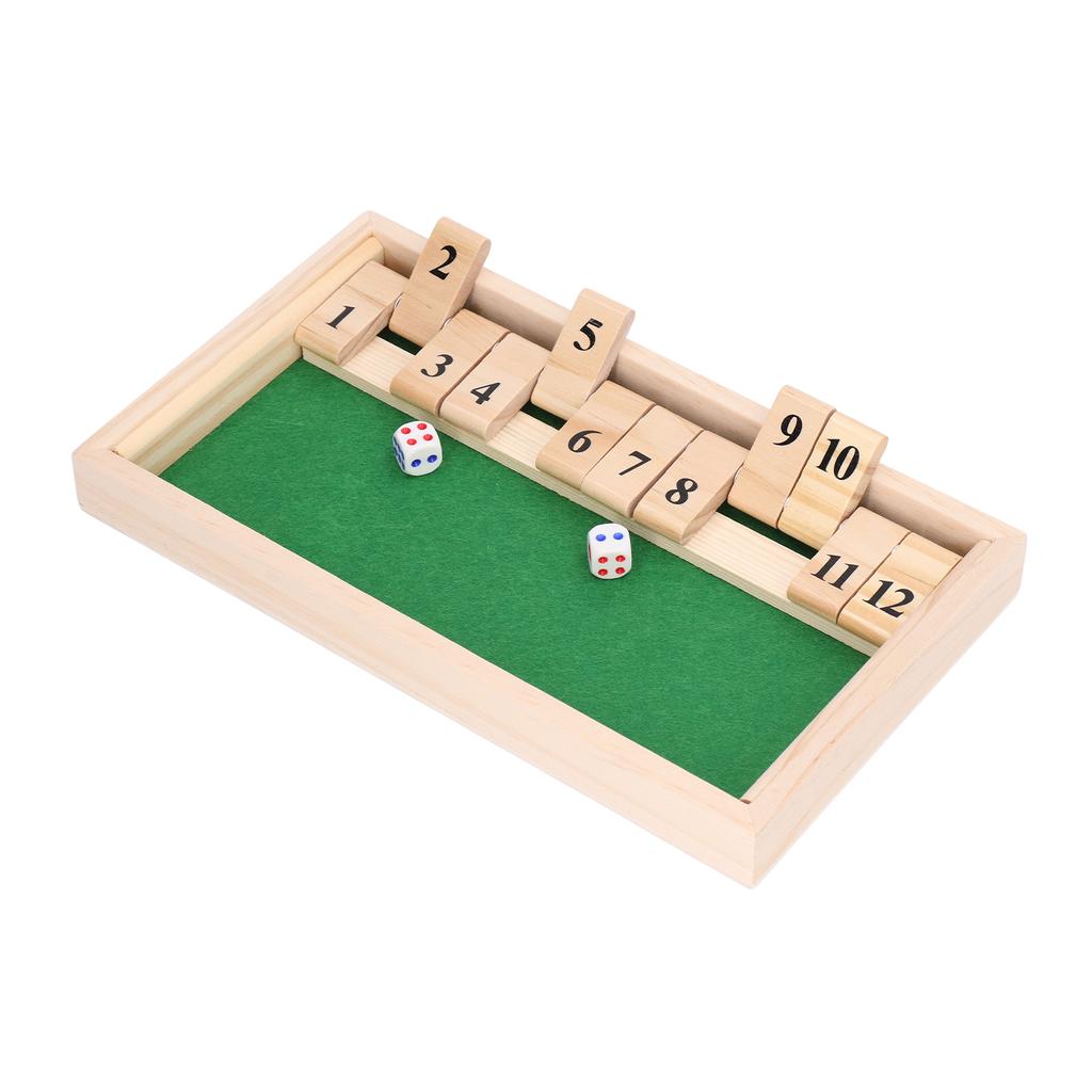 Dice Board Game Portable Party Funny Wooden 12 Numbers Flip Tiles Game Toy for Bars KTV Tea House