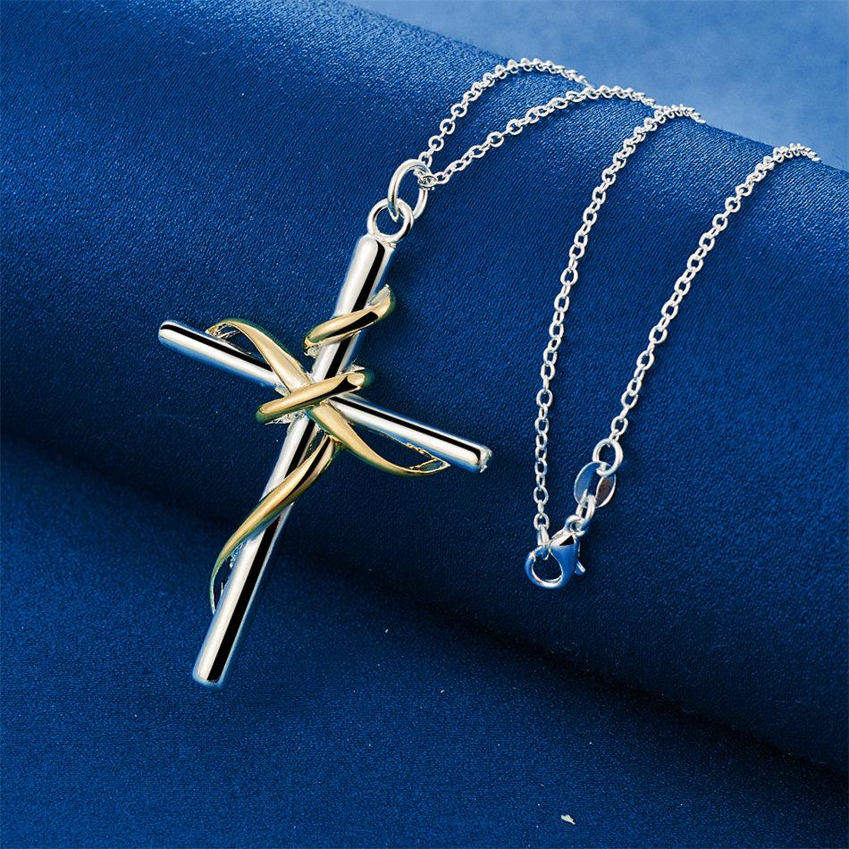 925 sterling silver 16-30 inch exquisite cross pendant necklace for men and women's wedding fashion jewelry accessories gifts