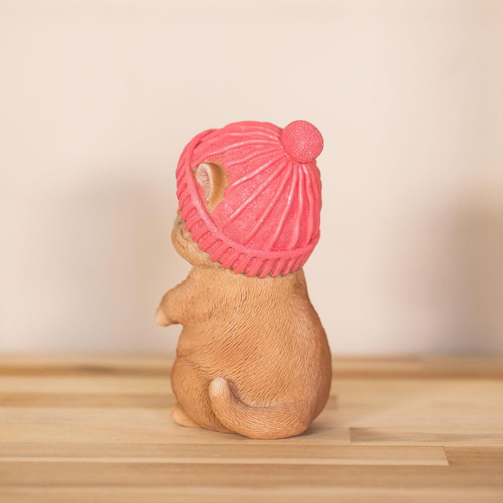 Figure Cat Figurine Interior Gardening Ornament Resin Knit Hat Birthday Present Gift Perfect Present Cb014b [Devalier] Women's [Genuine Product]