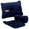 Large Curunket Blanket - Roll It Up and Transform Into a Cushion! Cute Lap Blanket, Nap Blanket, Pillow, Cushion, Midnight Blue (140x90cm)