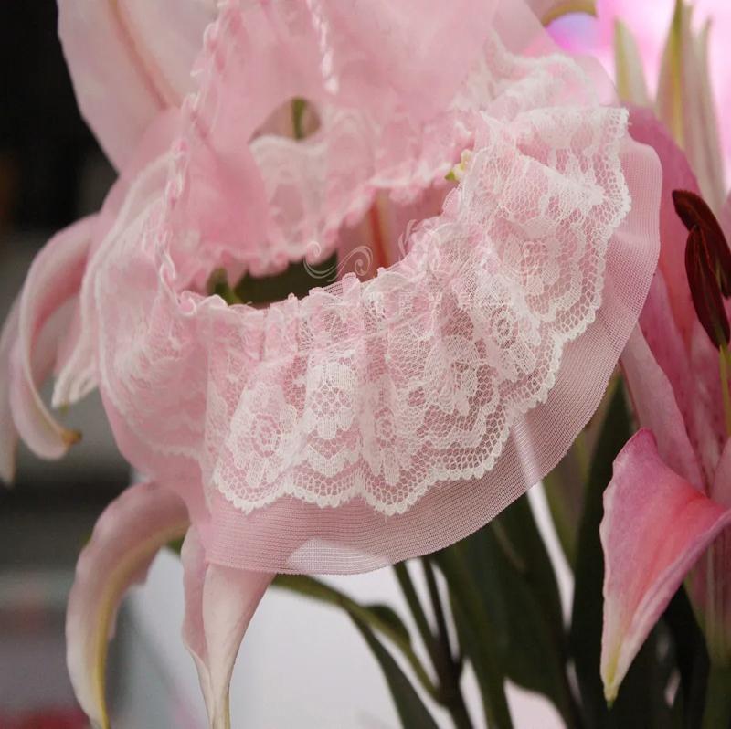 

5 ярдов/лот, ширина 5 см, черный/белый/розовый, 2 слоя, шифоновая ткань с кружевной отделкой и рюшами для одежды, фартук, аксессуары «сделай сам», X1208 5 Yards розовый