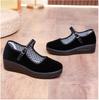Women's Height-Increasing Non-Slip Work Shoes: Old Beijing Style, Thick-Sole Comfort, Sponge Cake Sole, Ideal for Hotel Staff