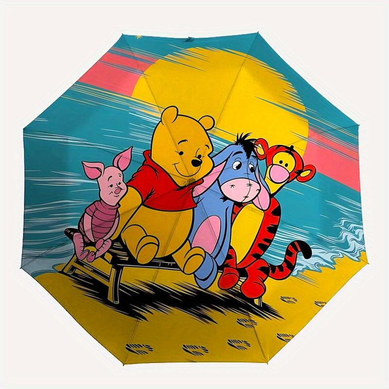 1 Auto Open Pooh Bear, Tigger Themed Colorful 8-rib Portable Umbrella for Men and Women, A Compact Commuting Companion Suitable for Daily Dr