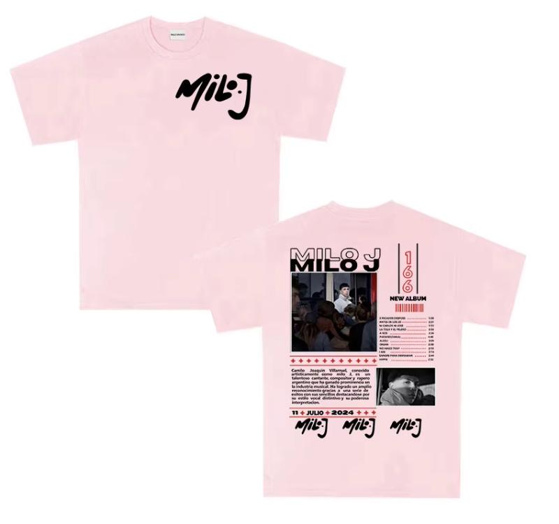 Rapper Milo J 166 Tour 2025 Album T-Shirts Herren Retro Hochwertige Kurzarm T-Shirts Übergroß 100% Baumwoll-T-Shirt Streetwear