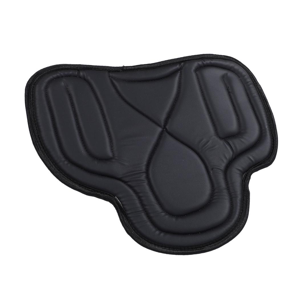 Saddle Pad PU Leather Close Fit Shock Absorbing Thickened Breathable Western Saddle Pad for Equestrian Riding Black