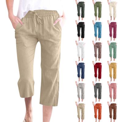 Women's Casual And Fashionable Color Loose Pants With Pocketes