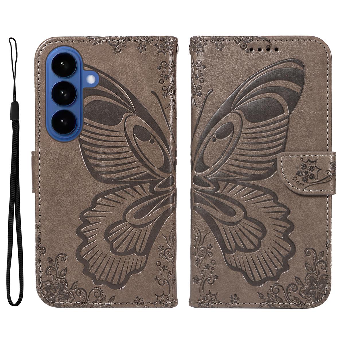 

For Samsung Galaxy S26/S26 Pro Case Butterfly Pattern PU Leather Folio Flip Phone Cover - Blue