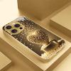 Golden All-Over Pattern Metallic Paint Golden Glass Phone Case for iPhone 16 15  14 13 Pro Max 12promax 11