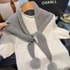 British Korean Triangle Scarf With Ball Niche 100% Wool Scarf Women Headscarf Knitted Scarf Multi-functional Warm Winter Scarf