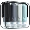 Attendant 2024 New Travel Bottle Set with Unique Triple Lid for Easy Portable Travel and Business Trip Shampoo Bottle with Storage and Brush Set of 4