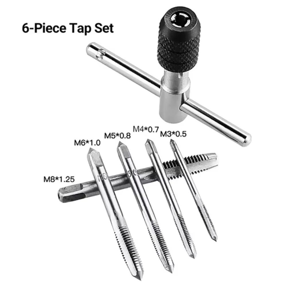 

6 PCS M3-M8 Wrench Drill Set 3mm To 6mm Machine Screw Thread Tap Hand Tapping Tools Hand Tools M3-M8