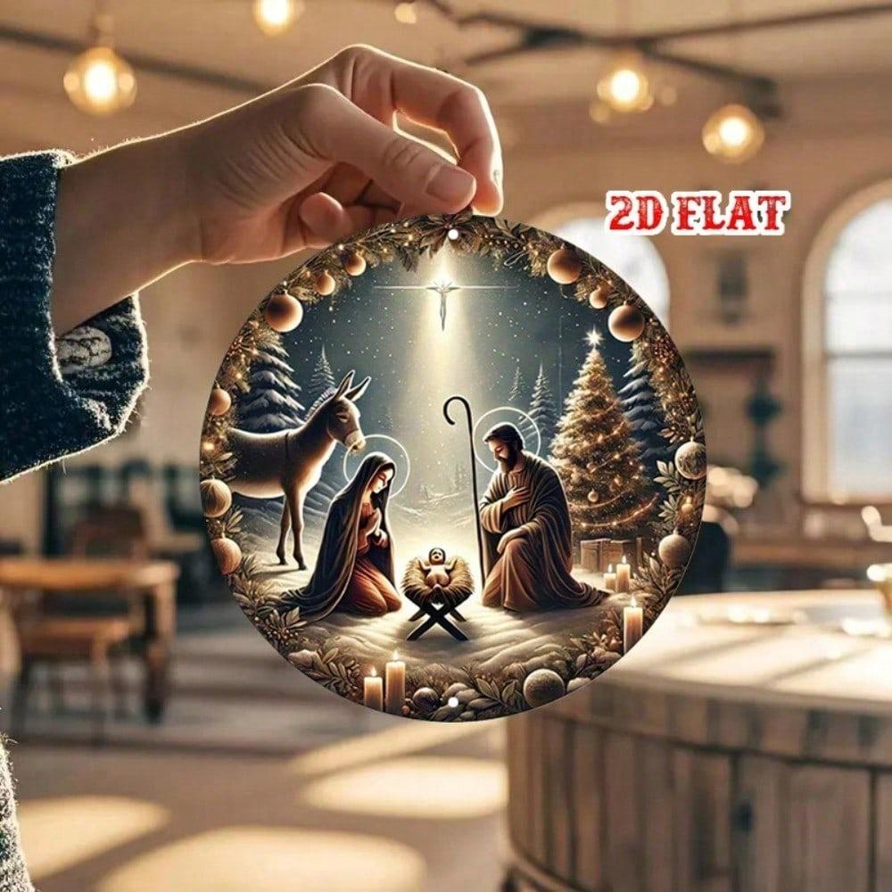Metal Poster Wall Art Christmas Bethlehem Star Holy Family Home Decor