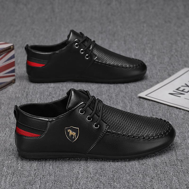 

Spring and Autumn Casual Shoes Small Leather Shoes Social Guy Doudou Shoes Shoes 39 чёрный