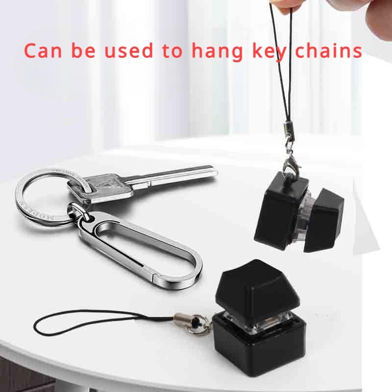 Merit +1 Keychain Necklace LED Lamp Muyu Decompression Fingertip Button Mechanical Keyboard Key Cap Pendant Antistress Toy