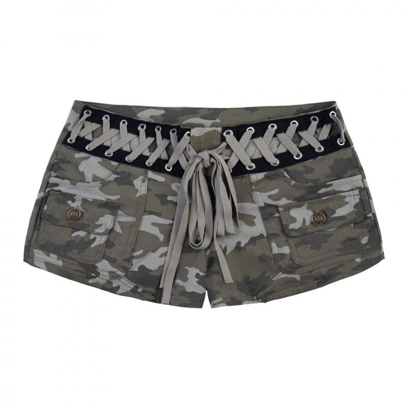 26 New Summer American Retro Camouflage Shorts for Women - Spicy Girl Heavy Work Design S камуфляж зеленый