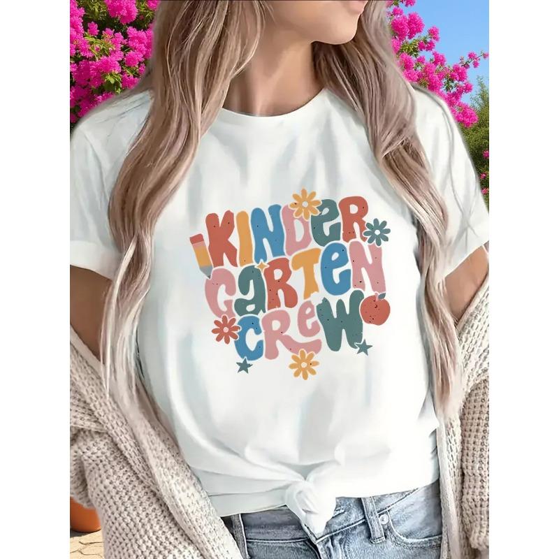 Black Short Sleeve T-Shirt for Kindergarten Crew | Colorful Floral Design, Lightweight and Durable, Perfect for Wear, Casual Outfits, Events, S белый