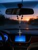 Black Rosary Cross Car Rearview Mirror Pendant, Exquisite Beaded Ornament, Car Interior Decoration