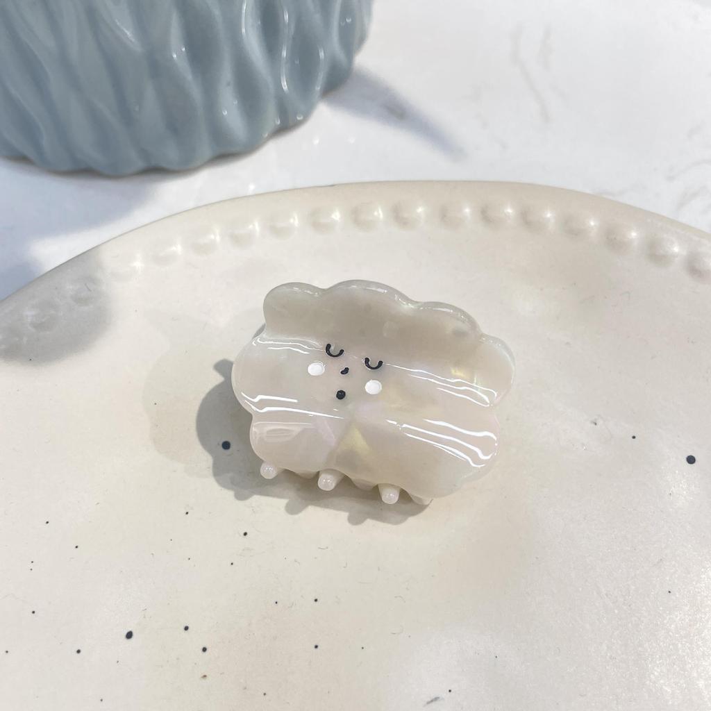 New Milk-tea Cloud & Raindrop Hair Clip: Cute Cartoon White Claw, Acetate Shark Hair Accessory