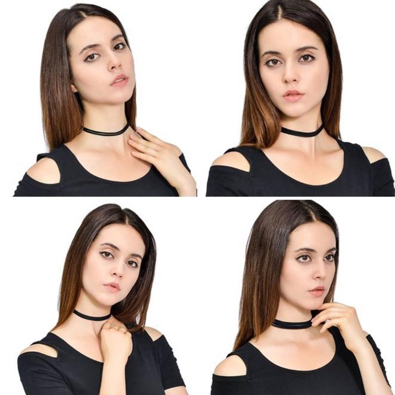 Nischen-Schwarzes Choker-Set 4 Stilvolle Halsketten Trendige Zarte Schlüsselbeinkette Halsschmuck Halskette Accessoires für Damen