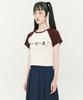 Kkolie Logo Raglan Crop Short Sleeve T-Shirt Burgundy Cream
