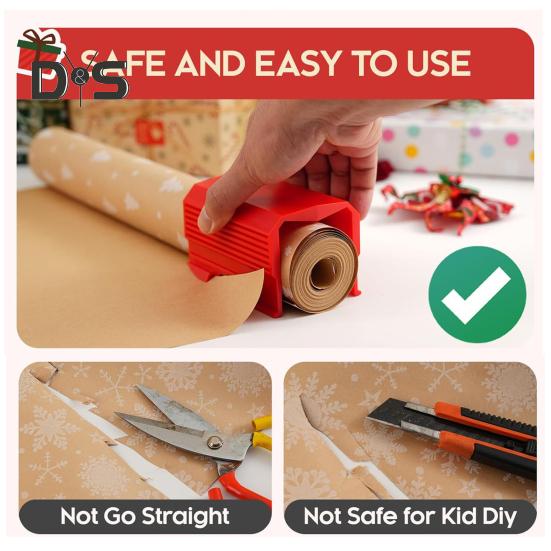 Christmas Wrapping Paper Trimmer Easy Cutting Gift Packaging Paper Slider Tool with Anti-Slip Design