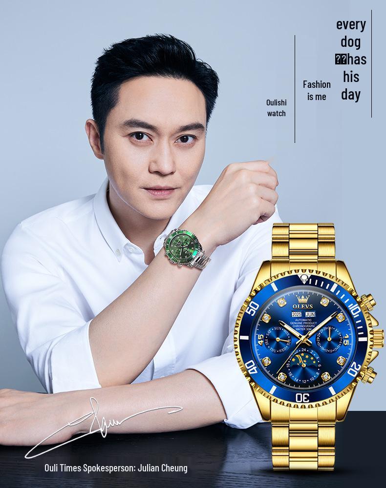 Olis Herren Automatikuhr Ewiger Kalender Daytona Panda Eye Mechanische Uhr