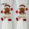 Playful Doll Curtain Buckles for Holiday 2Pcs Christmas Santa Tiebacks, Dancing Reindeer Holdders, Metal Clip Theme Holders Office Cute Bear Holdbacks