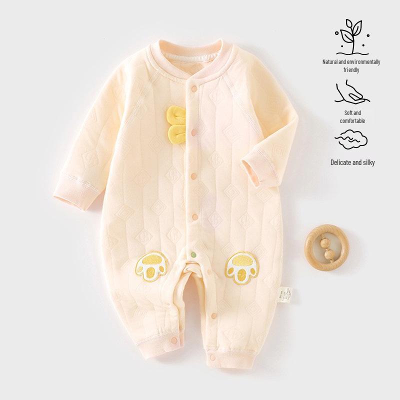Anyang Infant & Toddler Cartoon Footprint Warm Romper - Baby Pajamas Cotton Innerwear