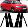 6 Stück Passend für Skoda Octavia Mk3 5E 5-Türer Liftback 2014-2019 Glänzend Klavier Schwarz Säulenverkleidungen Türfensterleisten Zierleisten Abdeckung Aufkleber