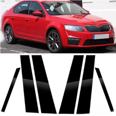 6 stk. Passer Til Skoda Octavia Mk3 5E 5-dørs Liftback 2014-2019 Blank Pianosort Søjlebeklædning Dørrude Lægte Trim Dæksel Klistermærke