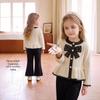 JELLYBABY Girls' Pearl Bow Lace Trim Camping Two-Piece Set
