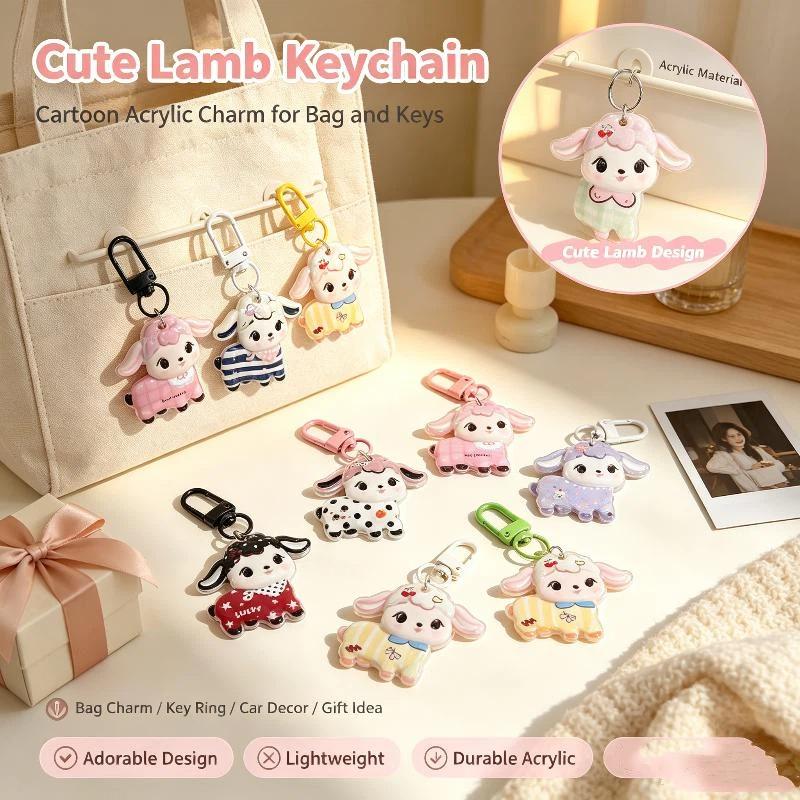 Cartoon Lamb Keychain Kawaii Year of Sheep Mascot Pendant Non-toxic Safe Bag Hanging Decor for Kids Daily Use