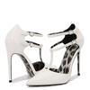 European New Leopard Print Pointed Toe Hollow Thin Super High Heel Buckle Strap Sandals Large Size Fashion Catwalk Women Dress Shoes WZ-18091-52