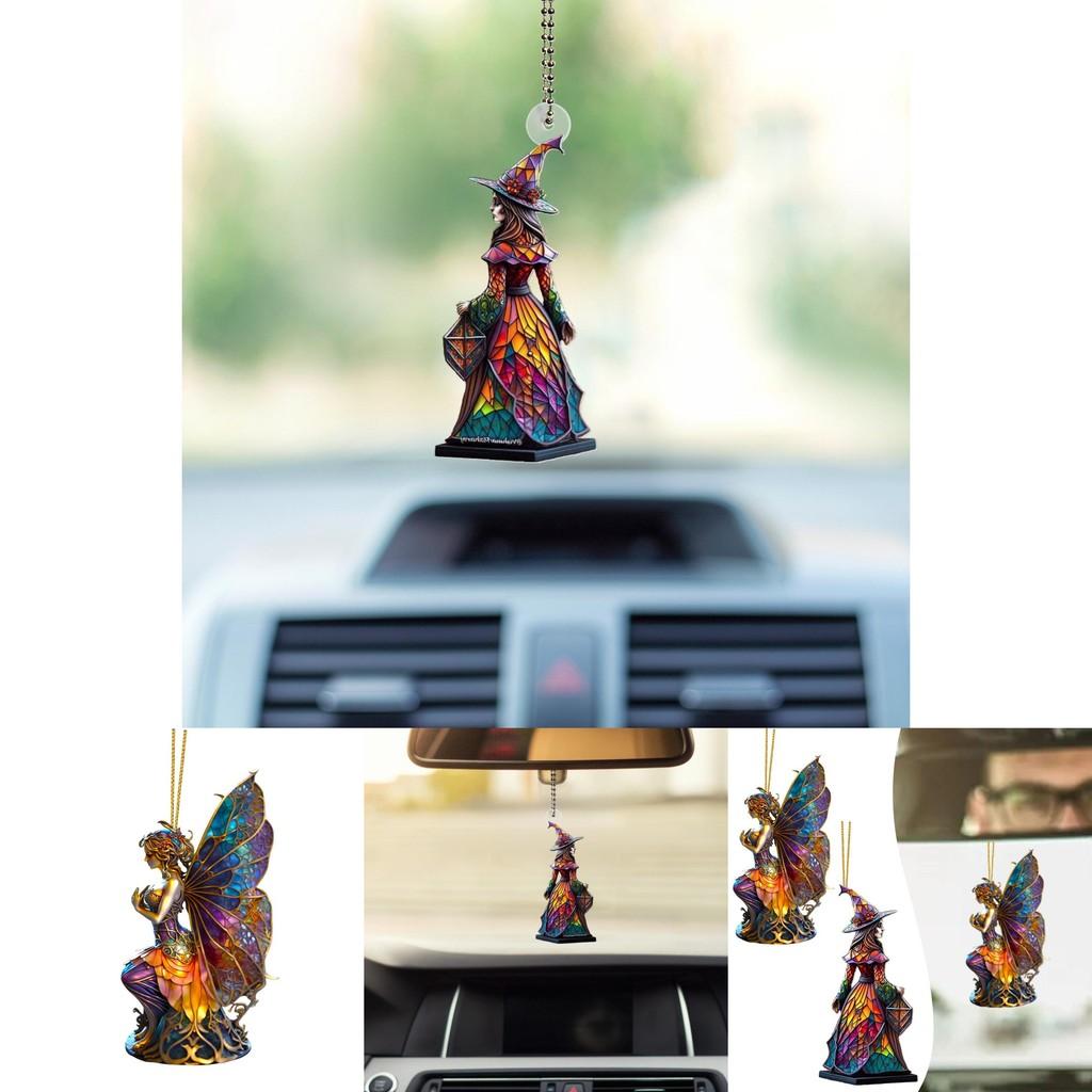 Chic Acrylic Witch Car Hanging Ornament Perfect For Halloween And Decor Christmas