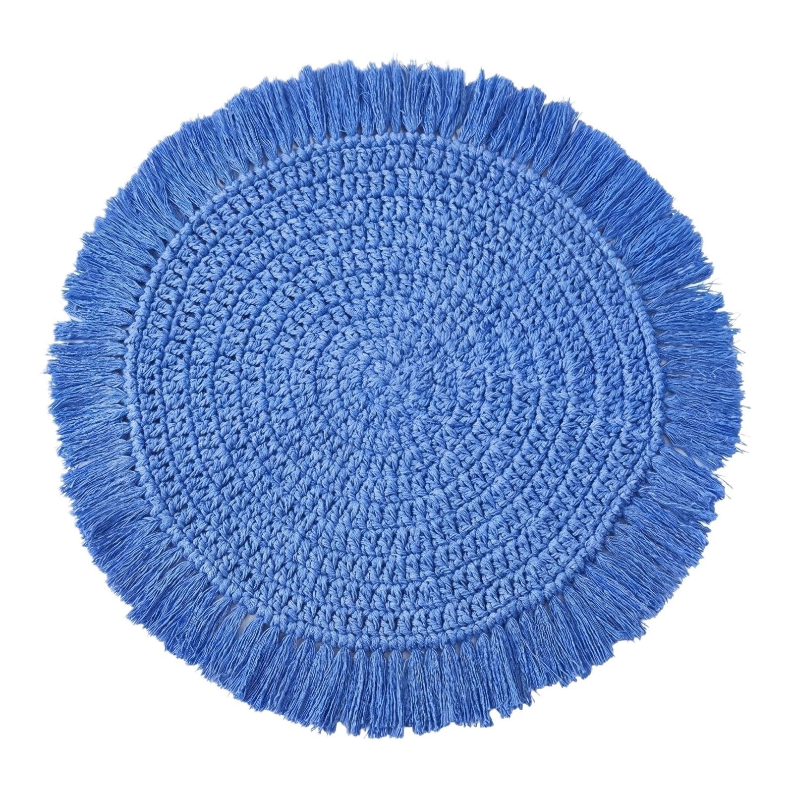 

New Bohemian Handmade Woven Desktop ,Round Non- Mat, Heat-Resistant Bowl Mat, Placemat, One Size синий