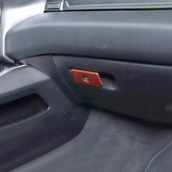 For Dodge Ram 1500 19-25 Red Carbon Co-pilot Storage Box Handle Cover Trim Decor