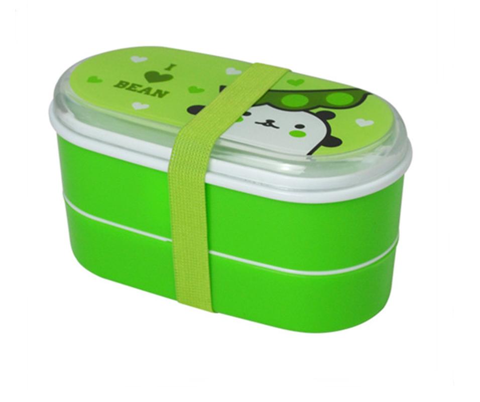 High Quality Plastic Lunch Box Plastic Lunch Box 600ml Food Container Bento Lunch Boxes Tableware Cutlery Covered with Plastic Cutlery Green 1780₽