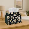 1pc Vintage Decorative Floral Polyester Tissue Box, Reusable And Washable, Daisy Pattern Black Design for Dining Table, Kitchen, Bathroom, Hotel, And 