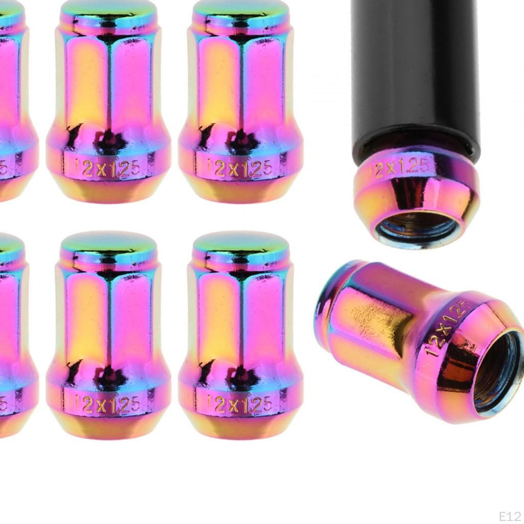 20 Pieces M12 Wheel Lug Nuts with Socket Open End Spare Parts Accessory Replacement