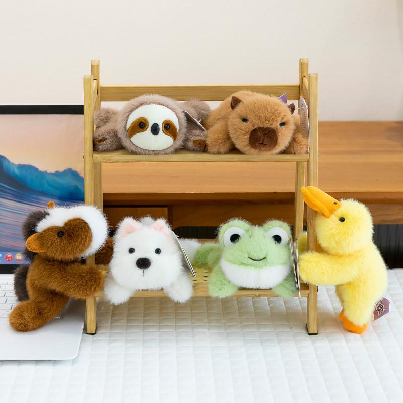 Dog Frog Duck Refrigerator Sticker Plush Animal Magnet Short Plush Decor Home