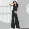 Royal Sisters Stylish Summer Jumpsuit: Korean Slim Suit Collar & Wide-Leg Pants
