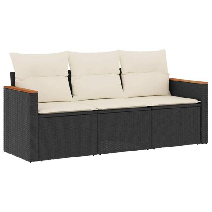 VidaXL Salon de Jardin avec Coussins 3 pcs, Canapés de Terrasse, Ensemble de Meubles de Patio, Mobilier d'Extérieur, Noir 3258157