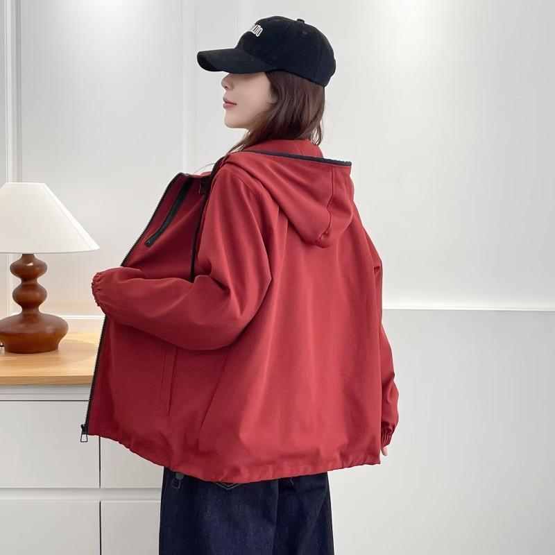 Plus Size Women Hooded Sporty Casual Windbreaker Outerwear Coat