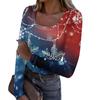 Women's Fashion Slim Bottom Casual Long Sleeve Christmas Printed Pullover U Neck Top
