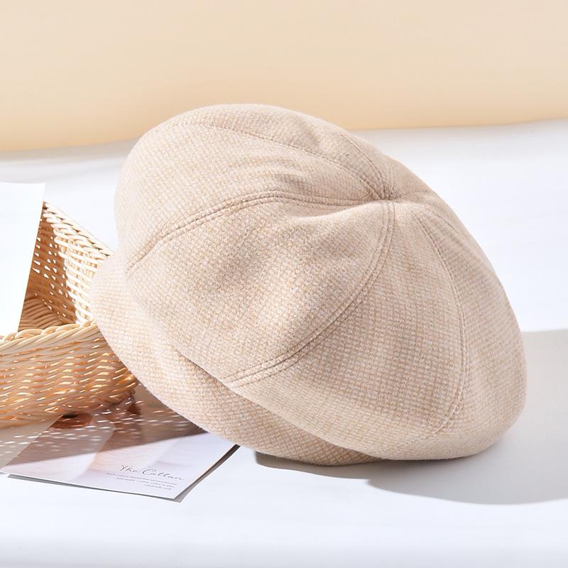 Women's Autumn/Winter Houndstooth Beret - Retro British Style